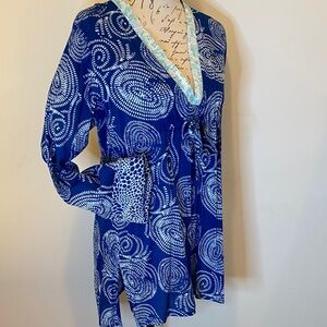Hiho Tropical Caribbean blue and green Swirl Tunic beach cover
